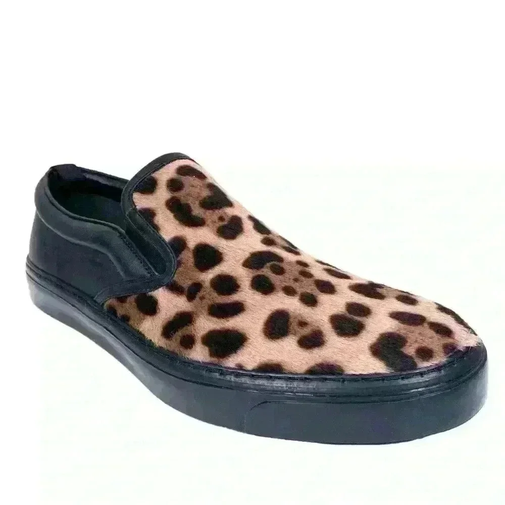 Men's Gucci Leopard Print Pony Hair Low-Top Slip-On Sneakers Size 12 - Picture 4 of 6
